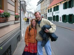 Foege and Emma outside the Harmonie